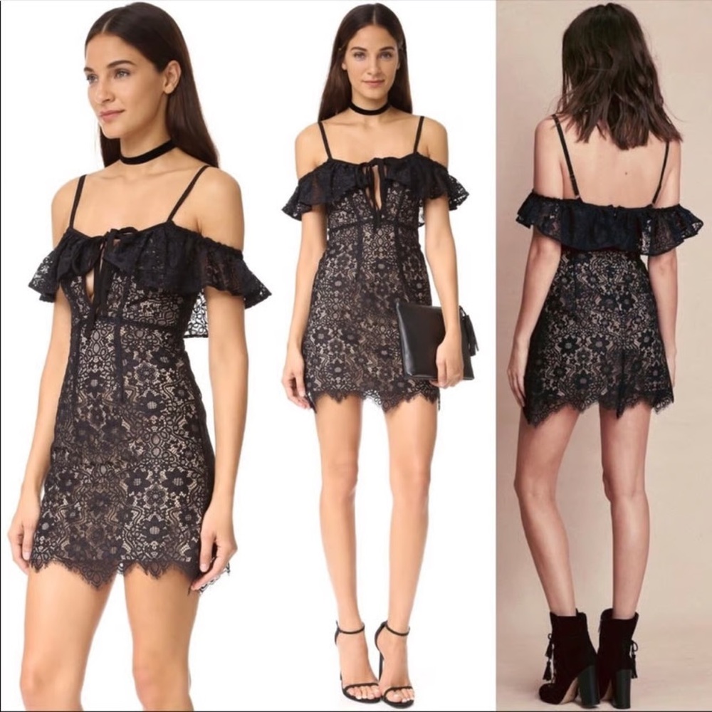 Elegant Black Lace Off-Shoulder Dress
